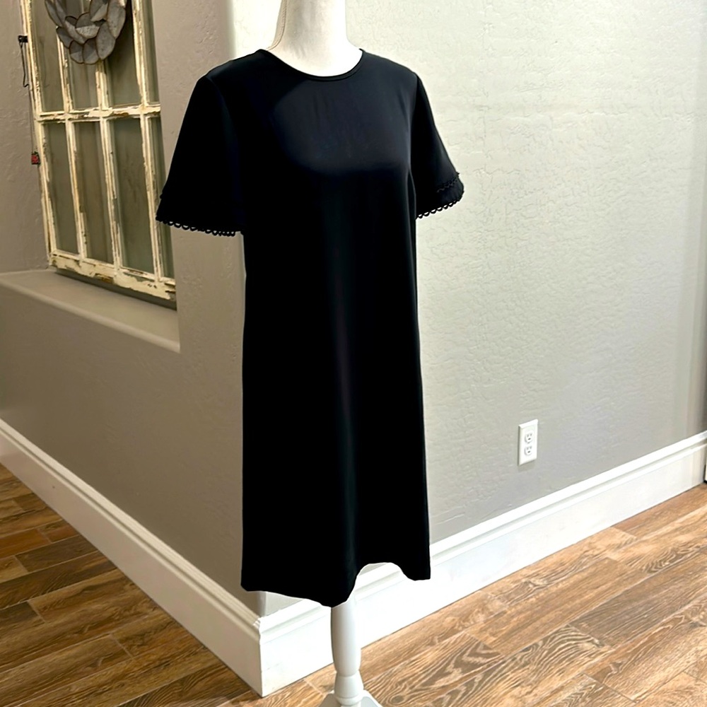 Ann Taylor Black Short Sleeve Shift Dress Size 2